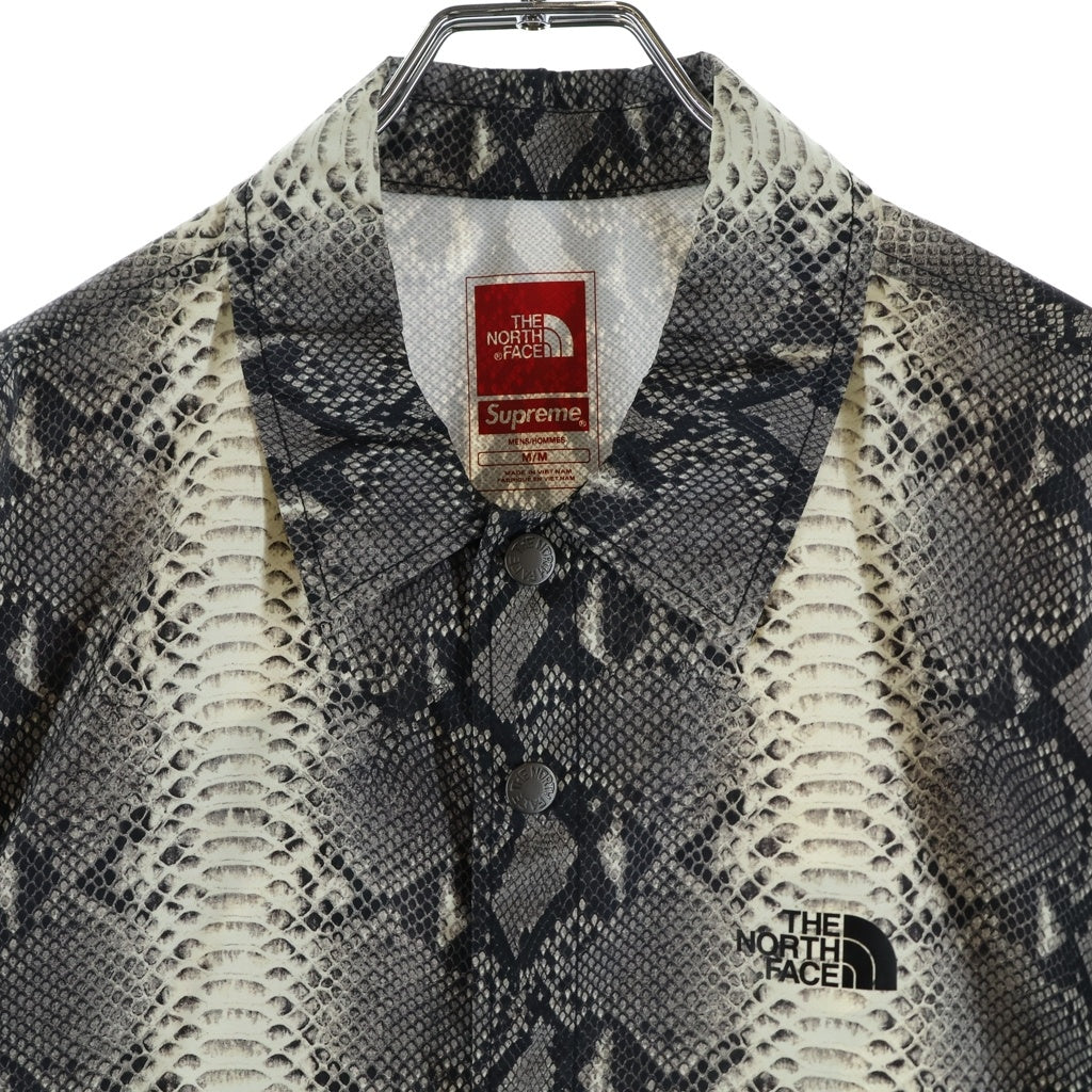 SUPREME(シュプリーム) 18SS ×THE NORTHFACE Sneakskin Taped Seam Coaches Jacket パイソン柄 ボタンアップ コーチジャケット ブラック/ホワイト NP118031
