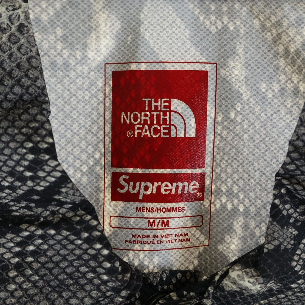 SUPREME(シュプリーム) 18SS ×THE NORTHFACE Sneakskin Taped Seam Coaches Jacket パイソン柄 ボタンアップ コーチジャケット ブラック/ホワイト NP118031