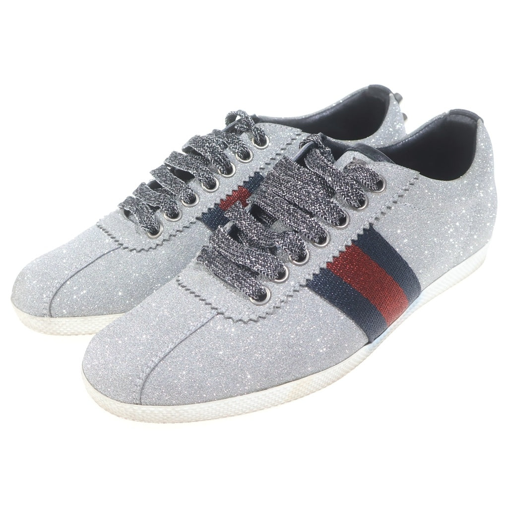 GUCCI(グッチ) シェリーライン グリッタ- スタッズ ローカットスニーカー グレー