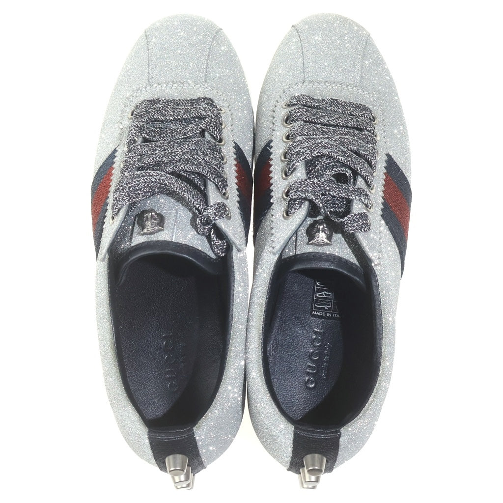GUCCI(グッチ) シェリーライン グリッタ- スタッズ ローカットスニーカー グレー
