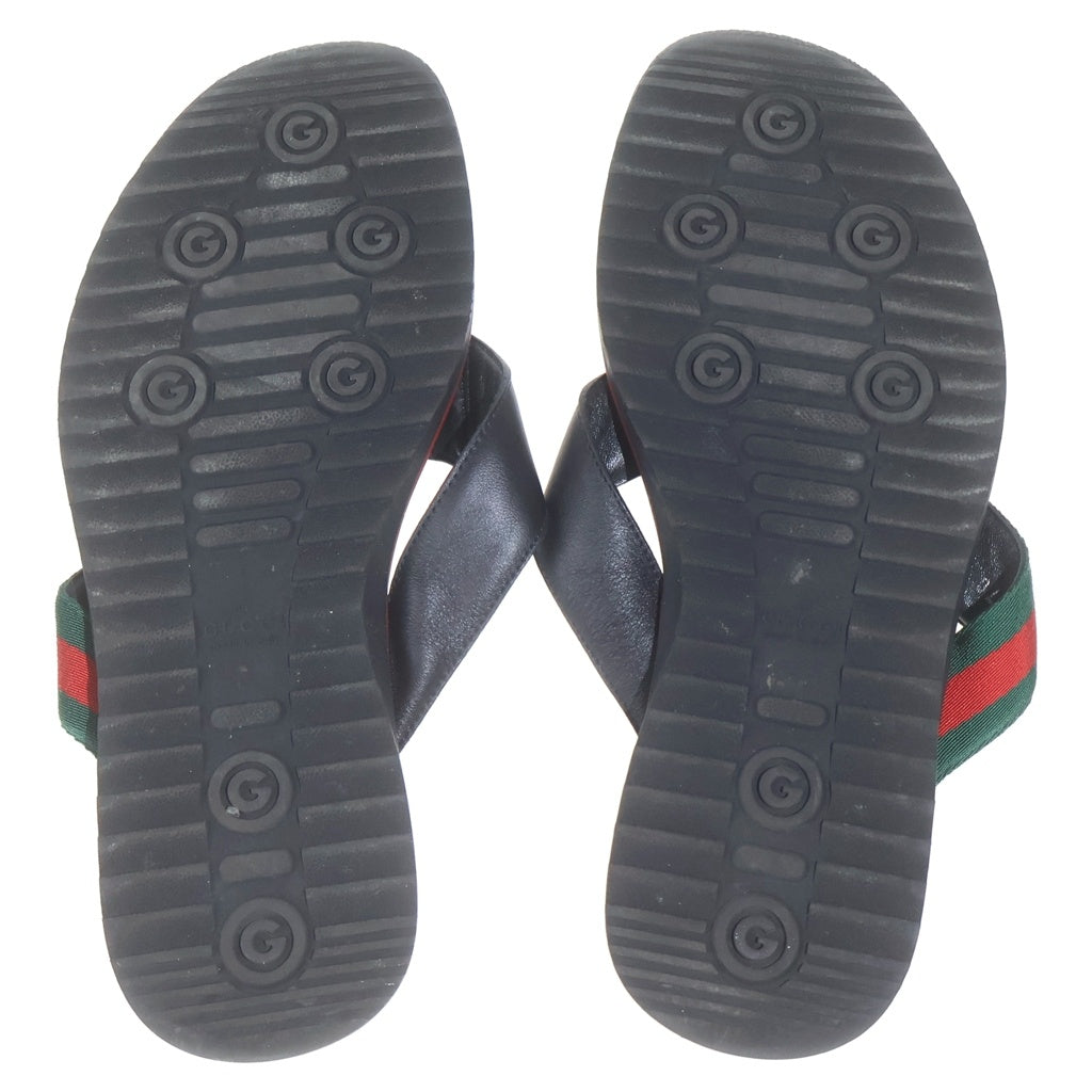 GUCCI(グッチ) グッチシマ シェリー ウェブラインフラット レザーサンダル シューズ ブラック
