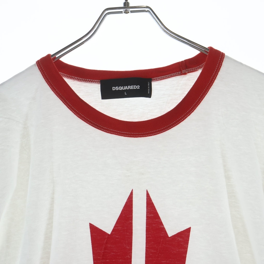 DSQUARED2(ディースクエアード) グラフィック半袖Tシャツ カットソー ホワイト/レッド