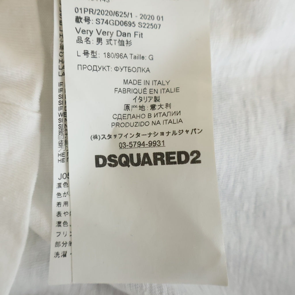 DSQUARED2(ディースクエアード) グラフィック半袖Tシャツ カットソー ホワイト/レッド