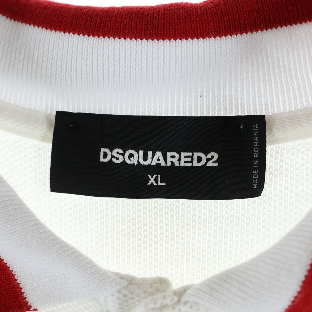 DSQUARED2(ディースクエアード) 鹿の子半袖ポロシャツ ロゴ刺繍半袖シャツ ホワイト