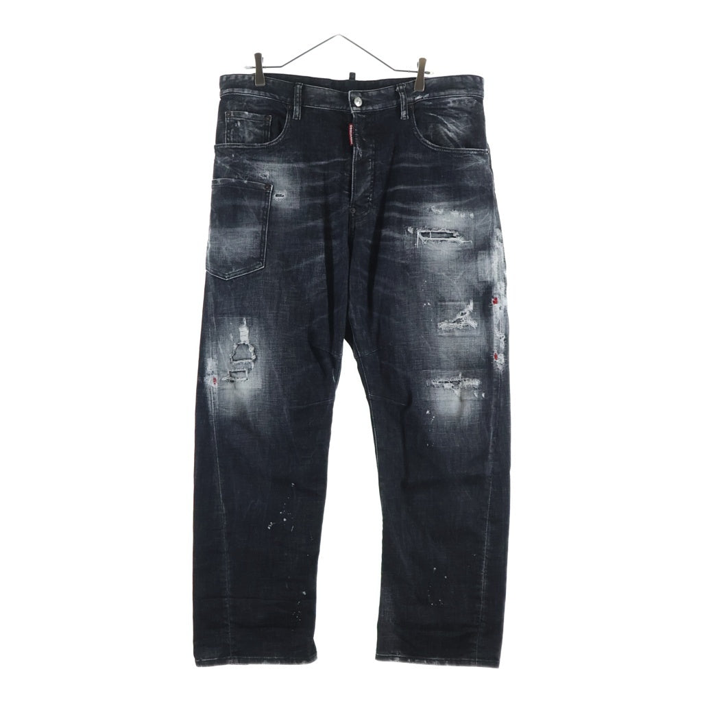 DSQUARED2(ディースクエアード) ダメージ加工バギーデニムパンツ ストレートパンツ グレー S74LB1640