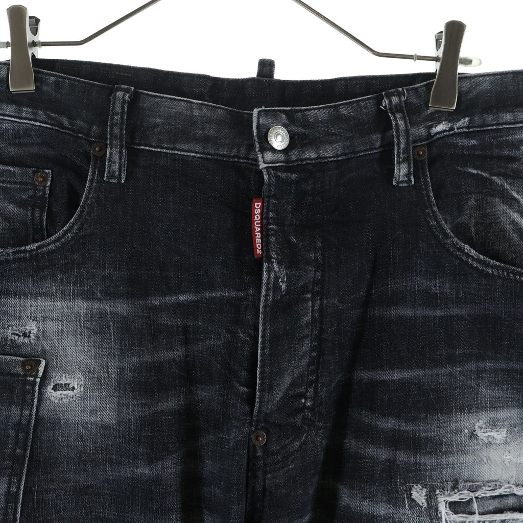 DSQUARED2(ディースクエアード) ダメージ加工バギーデニムパンツ ストレートパンツ グレー S74LB1640