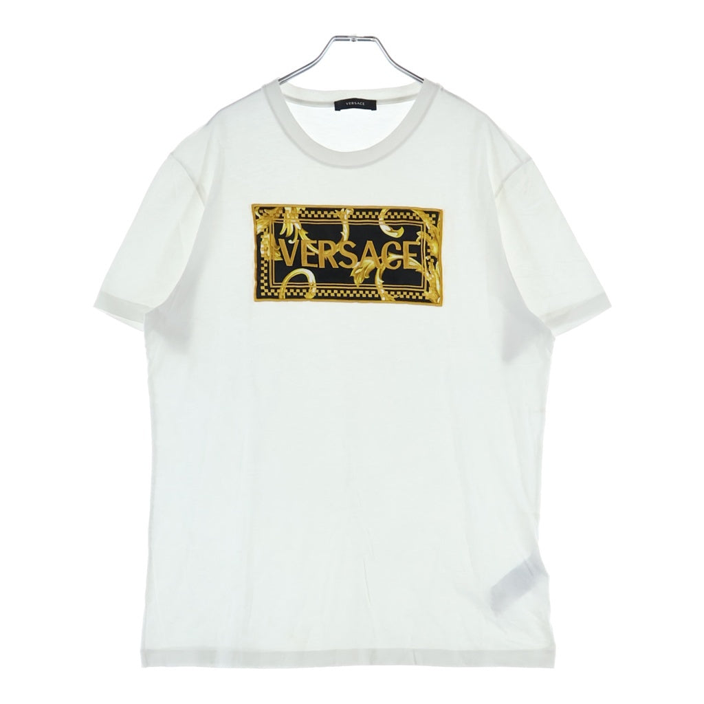VERSACE(ヴェルサーチ) フロントロゴ刺繍半袖Tシャツ カットソー ホワイト