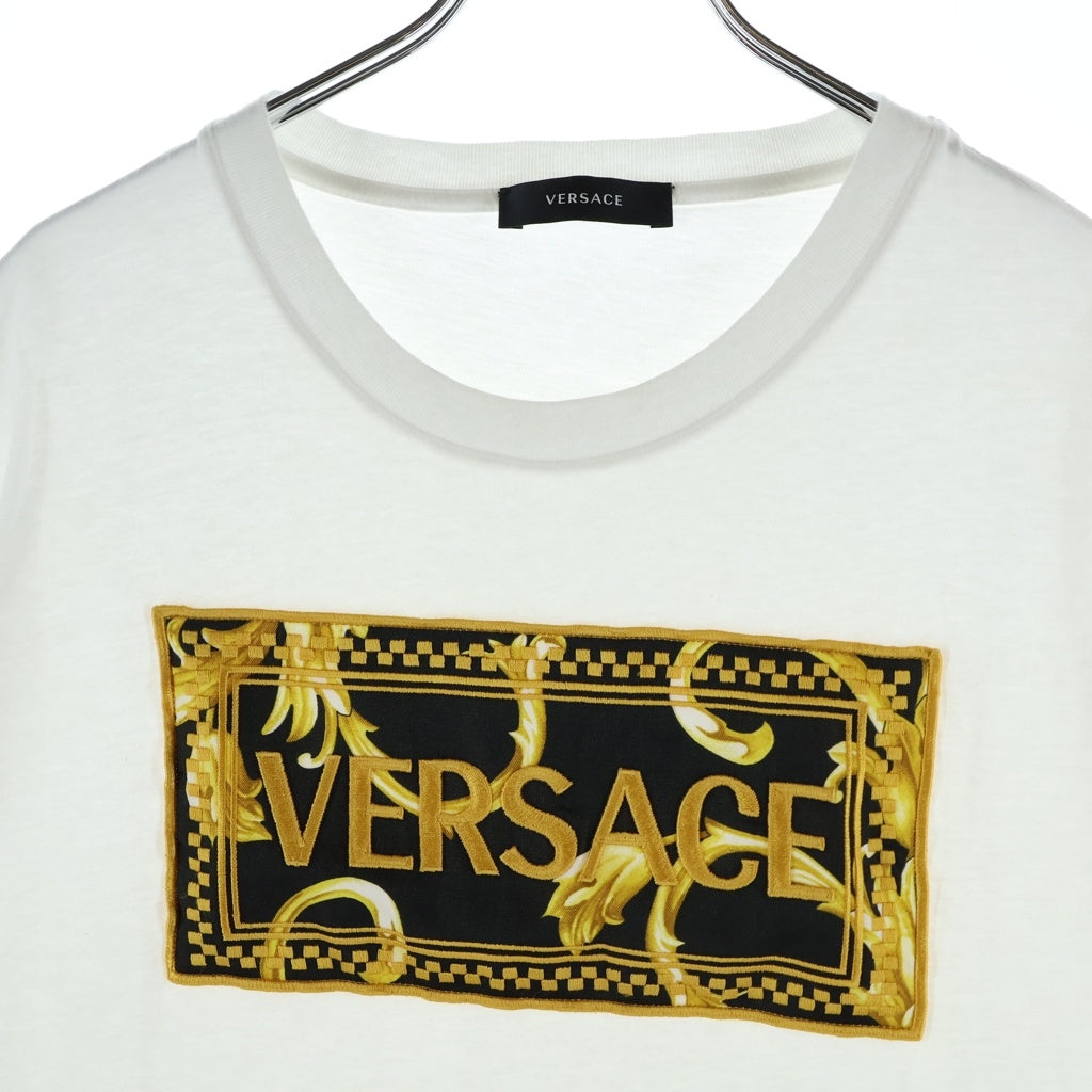 VERSACE(ヴェルサーチ) フロントロゴ刺繍半袖Tシャツ カットソー ホワイト