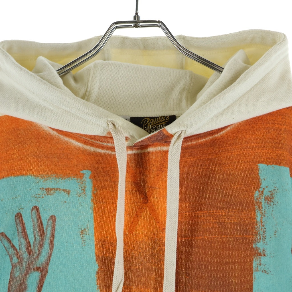 LOEWE(ロエベ) 22SS Paula's Ibiza Hoodie Alphabet Print パウラズ イビサ グラフィックプルオーバーパーカー フーディー オレンジ/ホワイト