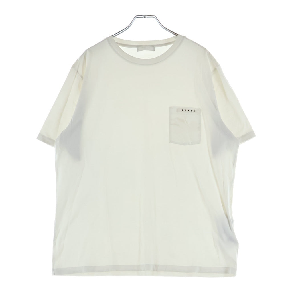 PRADA(プラダ) ポケットロゴプリント クルーネック半袖Tシャツ カットソー ホワイト
