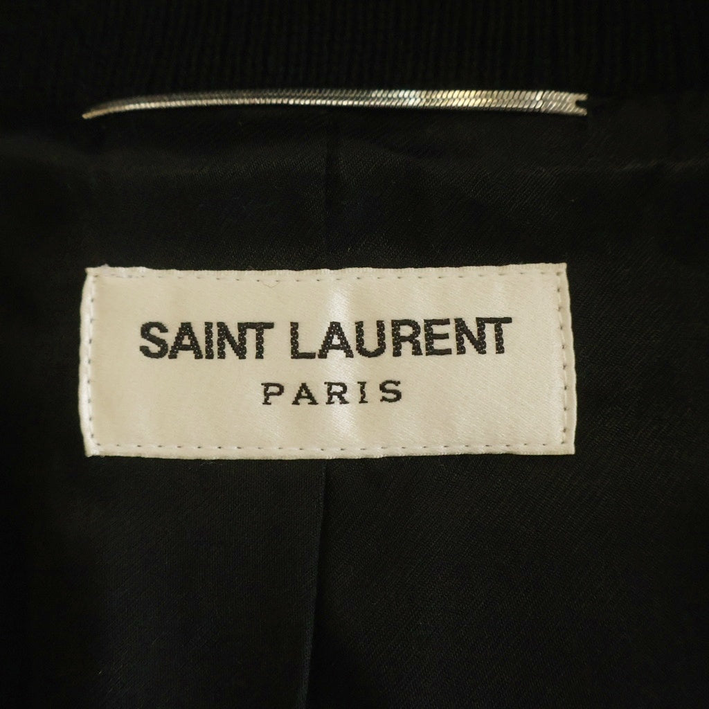 SAINT LAURENT PARIS(サンローランパリ) レザー 切替 ジャガード カモ スタジャン テディジャケット ブラック 354718 Y008P