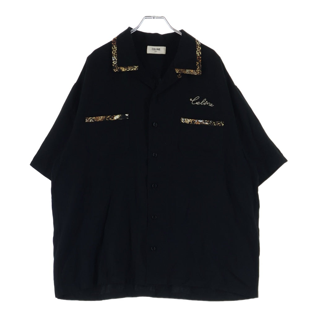 CELINE(セリーヌ) 22AW ルーズボーリング レーヨンツイル 半袖シャツ ブラック 2C831171S