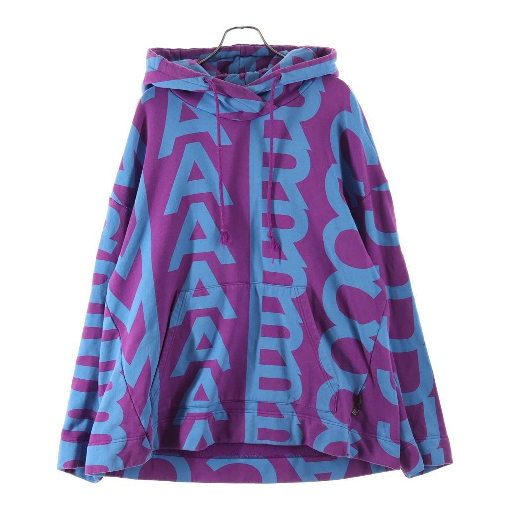 MARC JACOBS(マークジェイコブス) 総柄プルオーバーパーカー ボーダーフーディー ブルー/パープル