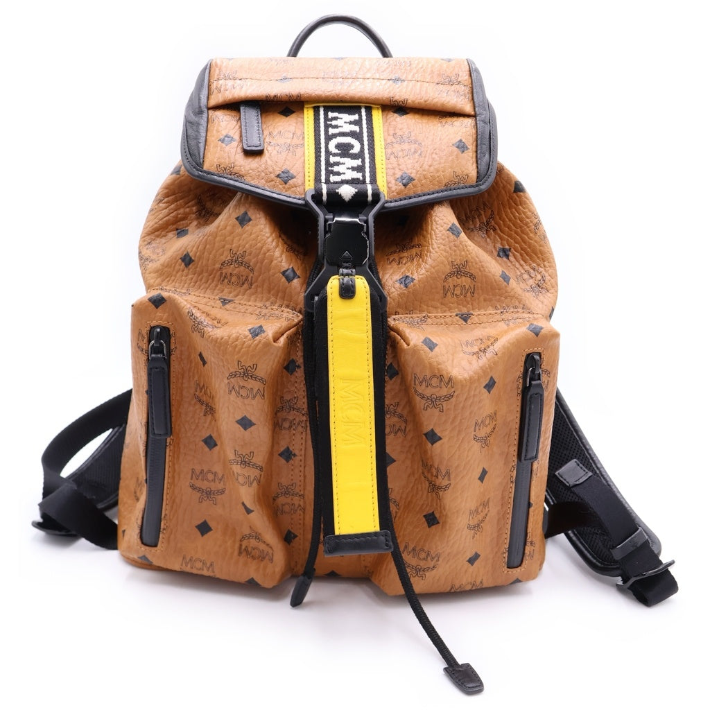 MCM(エム シー エム) ヴィセトス バックパック ロゴ総柄 リュックサック ブラウン