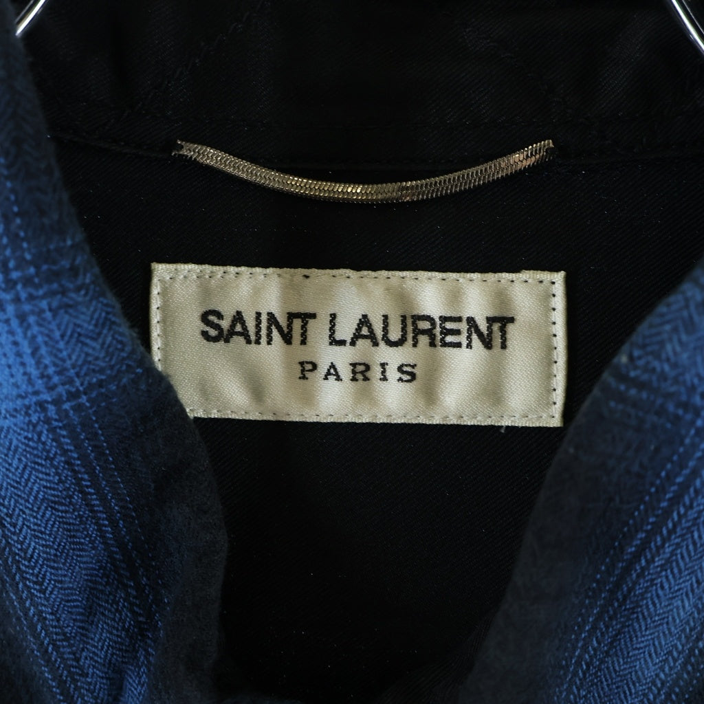 SAINT LAURENT PARIS(サンローランパリ) 15AW オンブレチェック長袖シャツ ウエスタンシャツ ブラック/ブルー