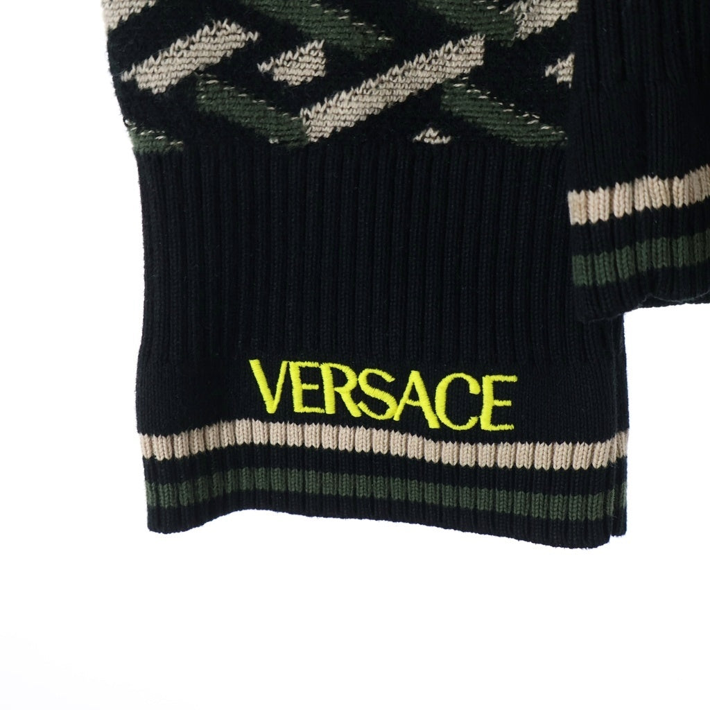 VERSACE(ヴェルサーチ) GRAPHIC COTTON KNIT PULLOVER 1002347 1A01605 グラフィックコットンニットプルオーバー 総柄コットン 長袖セーター マルチカラー