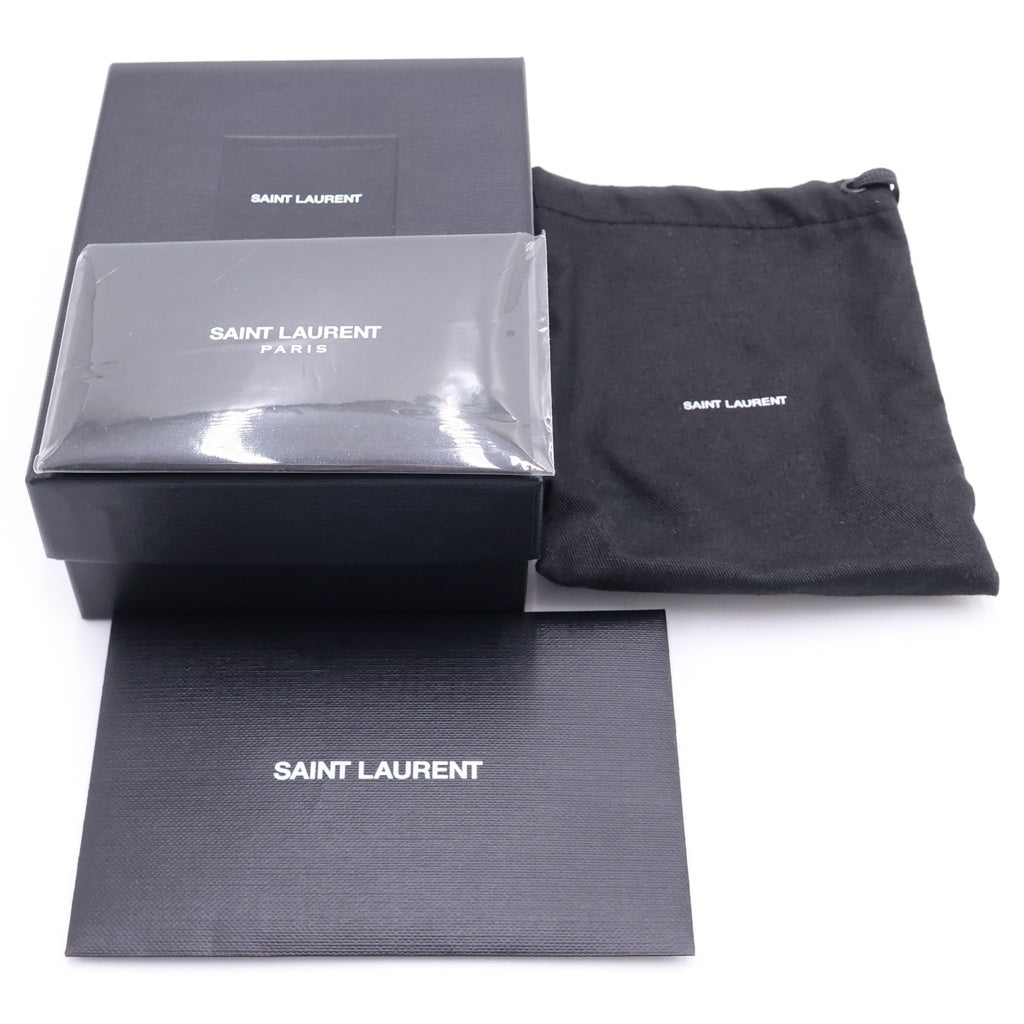 SAINT LAURENT PARIS(サンローランパリ) スカルパイナップル総柄 レザーカードケース ブラック 458593