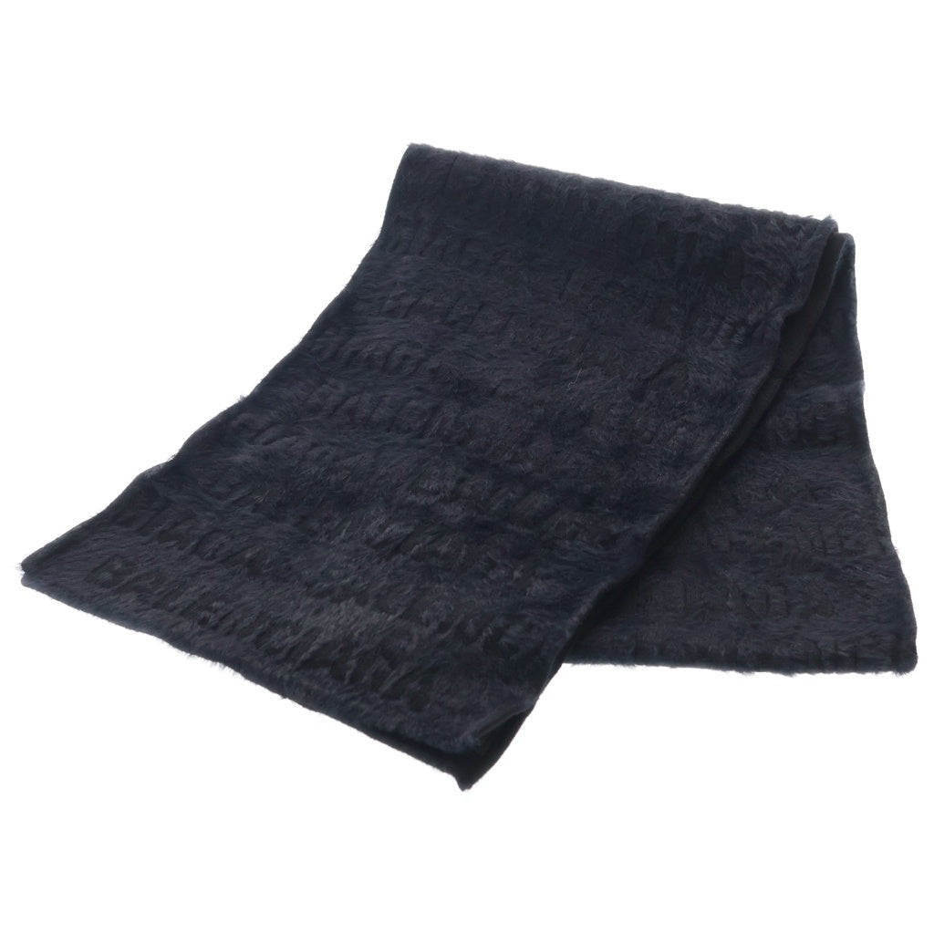 BALENCIAGA(バレンシアガ) MUFFLER ロゴ総柄 ウールマフラー ブラック 769019 T6230