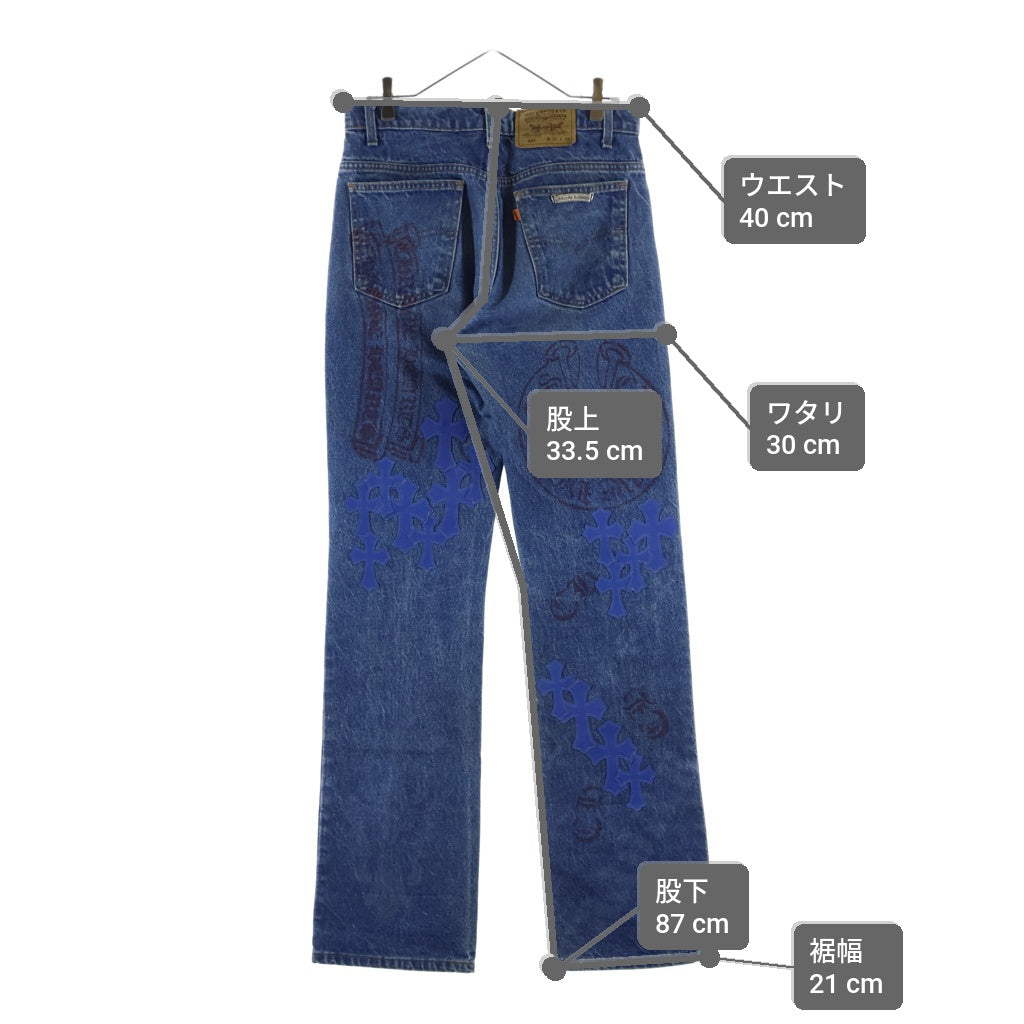 CHROME HEARTS(クロムハーツ) ×LEVI'S STENCIL DENIM 517 ステンシル ペイントデザインクロスパッチ付きデニムパンツ インディゴ