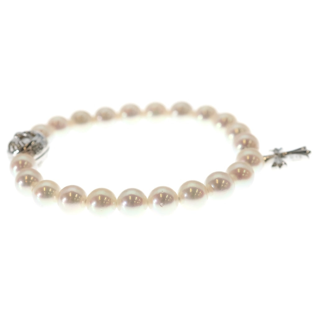 CHROME HEARTS(クロムハーツ) ×MIKIMOTO PEARL BABY FAT CHARM ミキモト パール ベイビーファット チャーム クロスボール ビーズ ブレスレット K18WG ホワイトゴールド