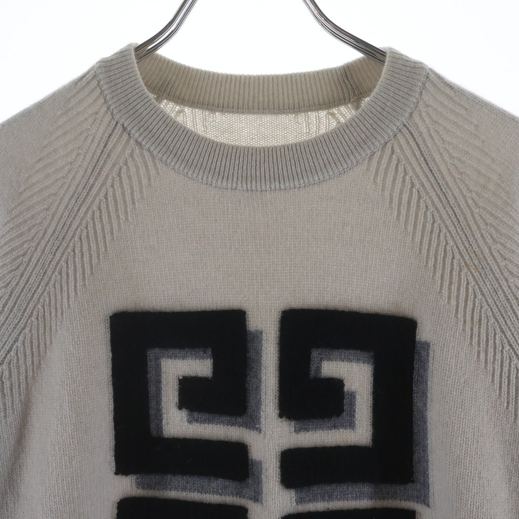 GIVENCHY(ジバンシィ) 23AW フロントロゴ カシミヤニット セーター ホワイト/ブラック BW908N4Z8W レディース