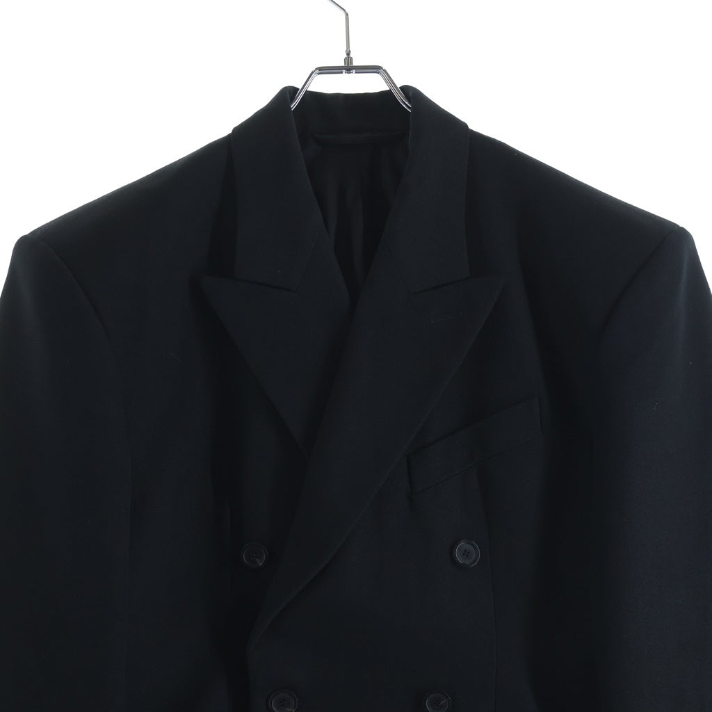 BALENCIAGA(バレンシアガ) ROUND SHOULDER WAISTED HOURGLASS JACKET ラウンドショルダー ウエスト シングルブレスジャケット ブラック 704450 TLT17