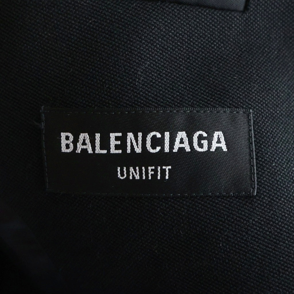 BALENCIAGA(バレンシアガ) ROUND SHOULDER WAISTED HOURGLASS JACKET ラウンドショルダー ウエスト シングルブレスジャケット ブラック 704450 TLT17