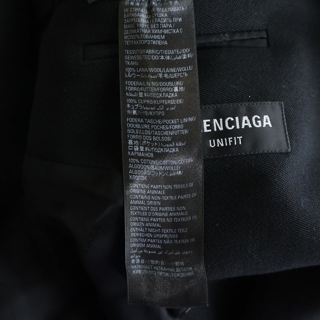 BALENCIAGA(バレンシアガ) ROUND SHOULDER WAISTED HOURGLASS JACKET ラウンドショルダー ウエスト シングルブレスジャケット ブラック 704450 TLT17