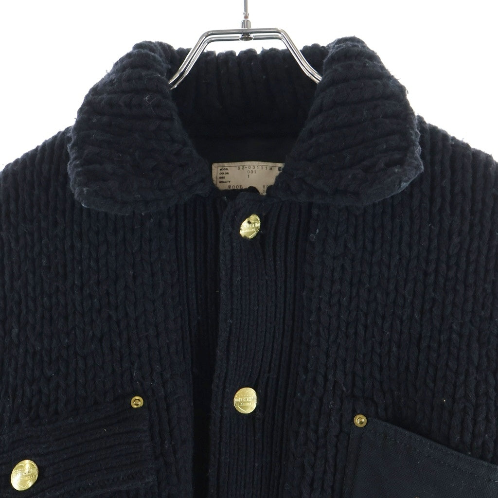 Sacai(サカイ) ×CARHARTT WIP CANVAS × MA-1 JACKET カーハート ボタンアップMA-1ジャケット ブラック 23-03111M