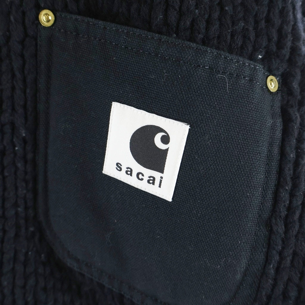 Sacai(サカイ) ×CARHARTT WIP CANVAS × MA-1 JACKET カーハート ボタンアップMA-1ジャケット ブラック 23-03111M