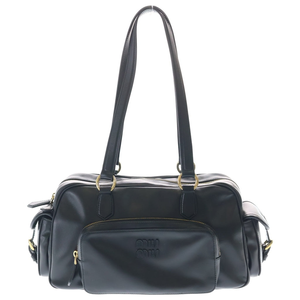 miumiu(ミュウミュウ) ナッパレザー トップハンドルバッグ ブラック GD金具 レディース
