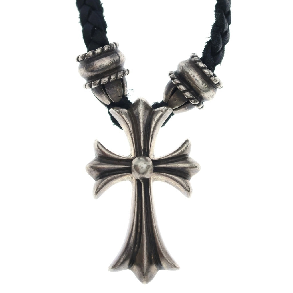 CHROME HEARTS(クロムハーツ) CH CRS SML CL スモールCHクロス クリンプト レザーブレイド ネックレス シルバー/ブラック BCA217