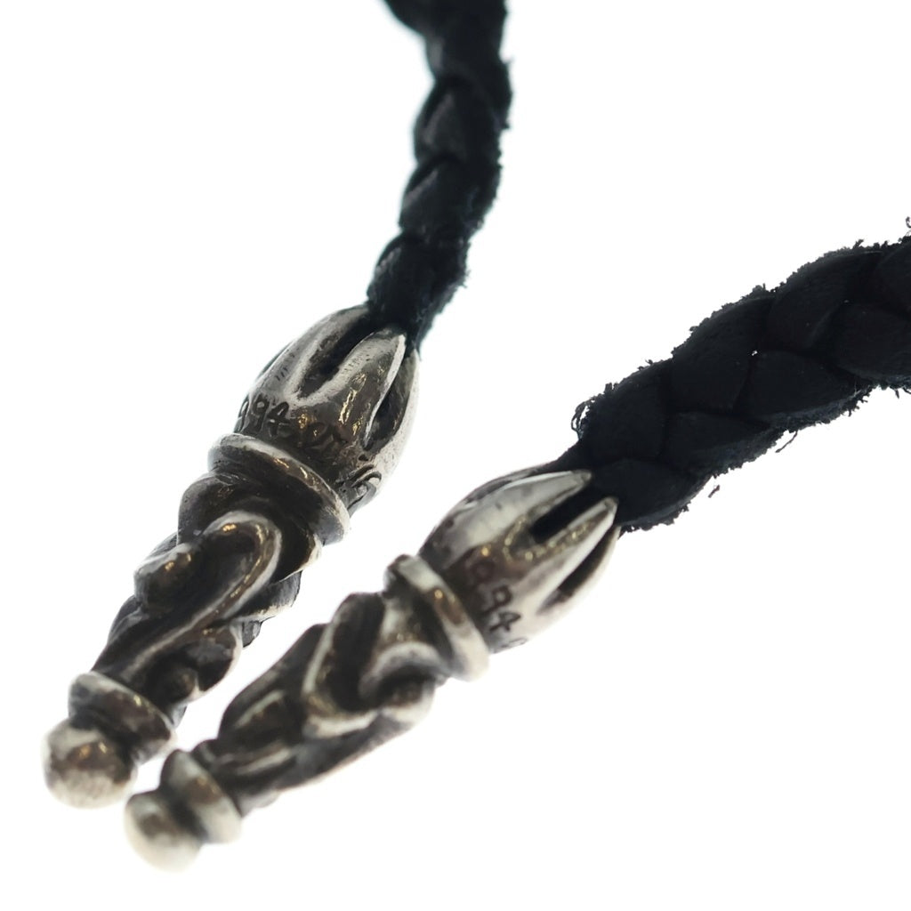 CHROME HEARTS(クロムハーツ) FILIG/CROSS S LB フィリグリークロス スモール レザーブレイドネックレス シルバー