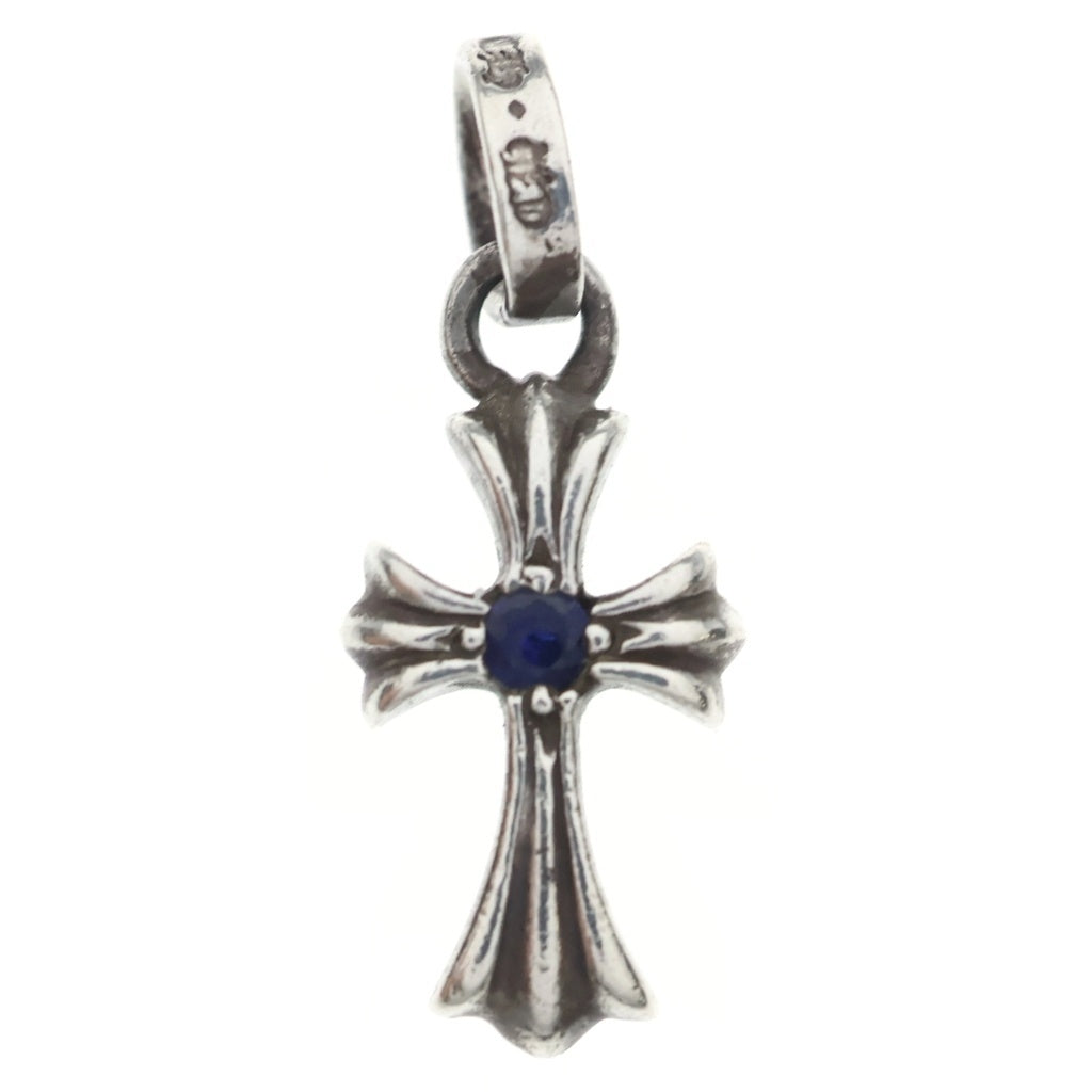 CHROME HEARTS(クロムハーツ) CRS BBYFAT P SAP ベイビーファットクロス 両面1サファイア ペンダントトップ シルバー