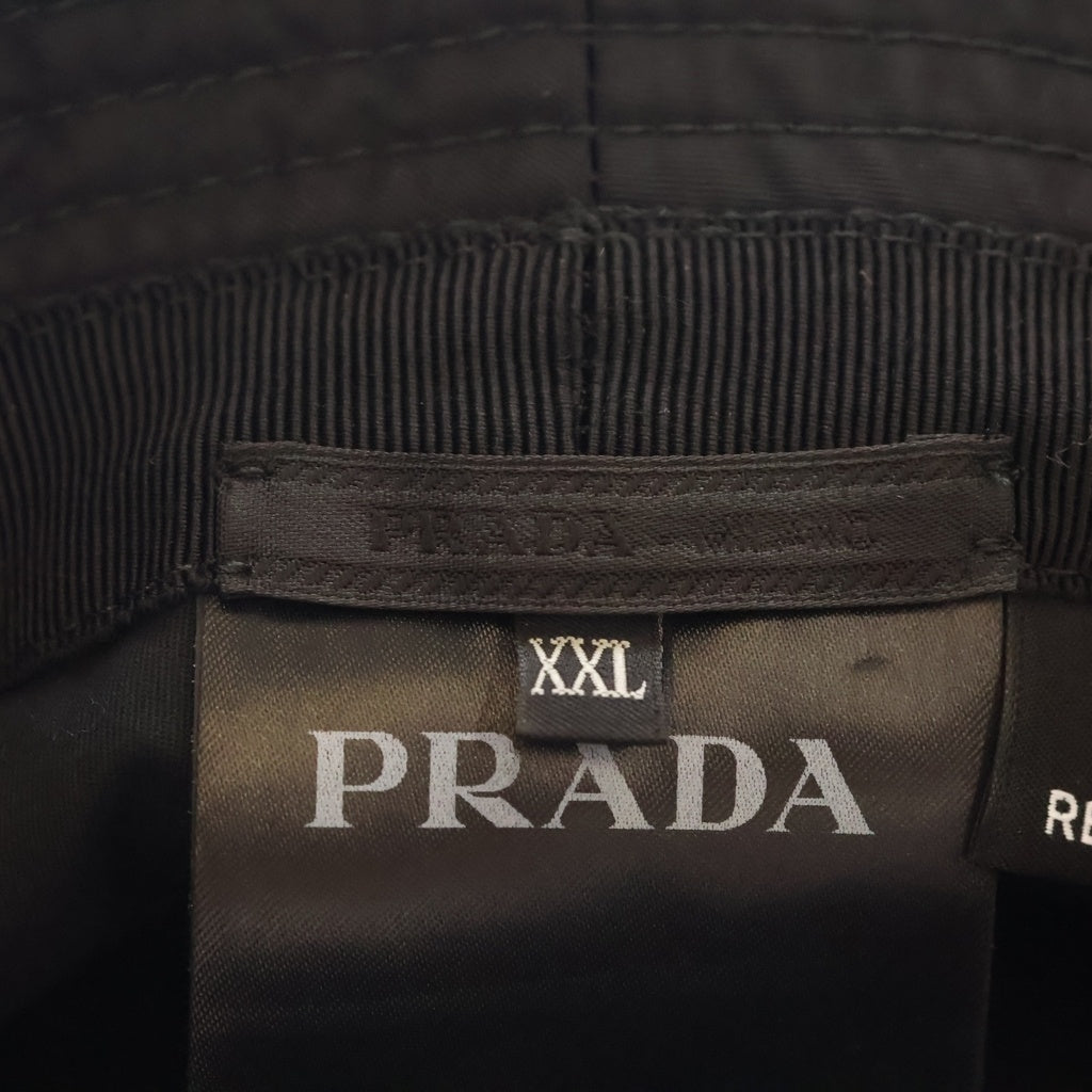 PRADA(プラダ) RE-NYLON リナイロン トライアングルロゴプレート バケットハット 帽子 ブラック 2HC137
