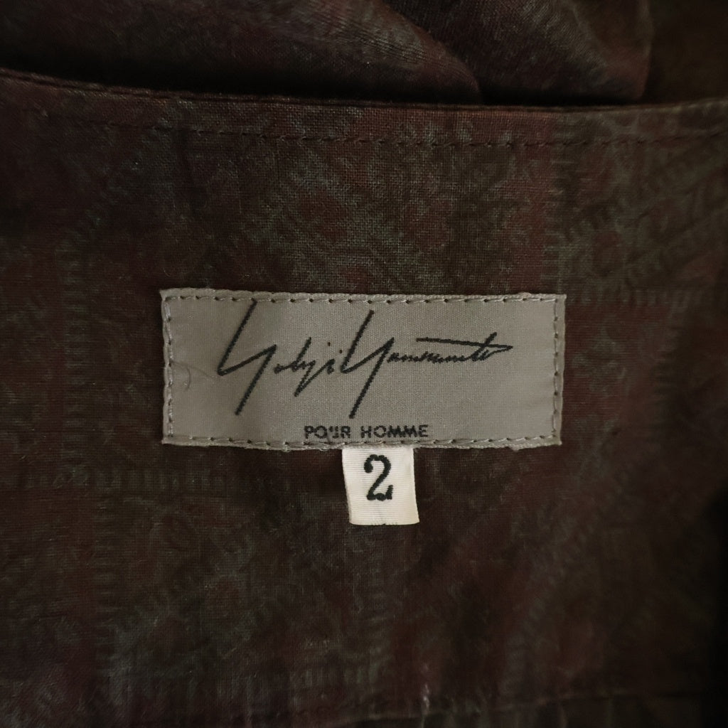Yohji Yamamoto POUR HOMME(ヨウジヤマモト プールオム) ロング丈フリンジチャイナシャツ 長袖シャツ ブラウン HU-B18-021