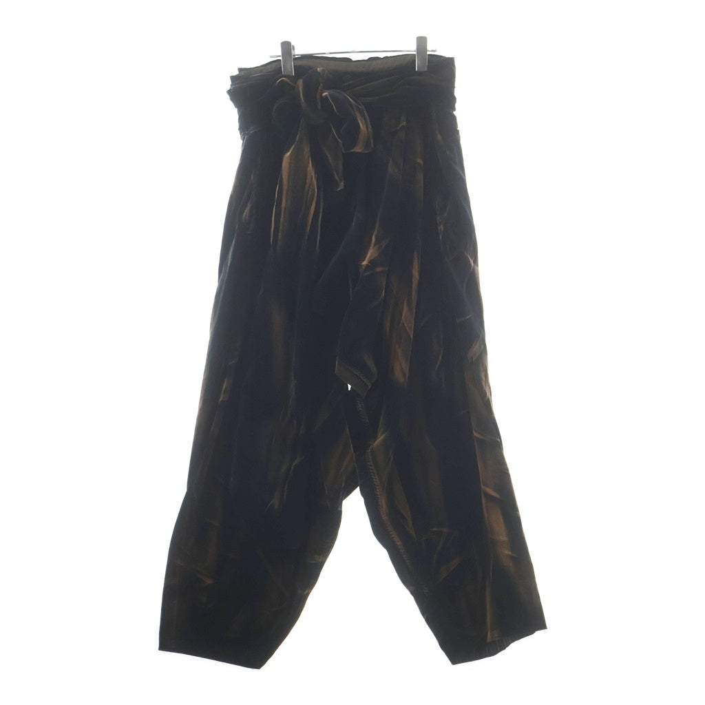 Yohji Yamamoto POUR HOMME(ヨウジヤマモト プールオム) STRIPED VELVETEEN PANTS ベルベット 変形パンツ サルエルパンツ ブラック/ブラウン