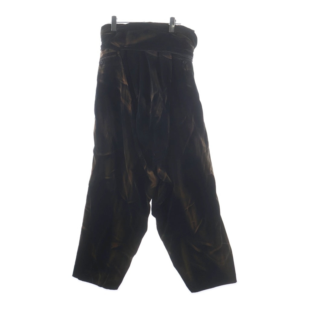 Yohji Yamamoto POUR HOMME(ヨウジヤマモト プールオム) STRIPED VELVETEEN PANTS ベルベット 変形パンツ サルエルパンツ ブラック/ブラウン