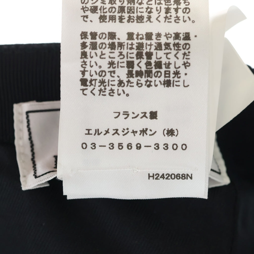 HERMES(エルメス) ネヴァダ Hストライプ キャップ 帽子 ブラック