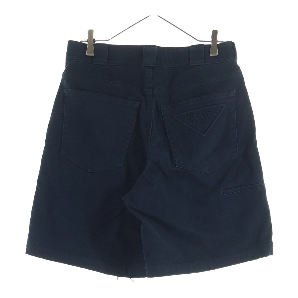 PRADA(プラダ) 22SS Logo Distressed Washed Denim Shorts ロゴ ダメージ加工ウォッシュドデニムショーツ ハーフパンツ ネイビー GEP339 S212