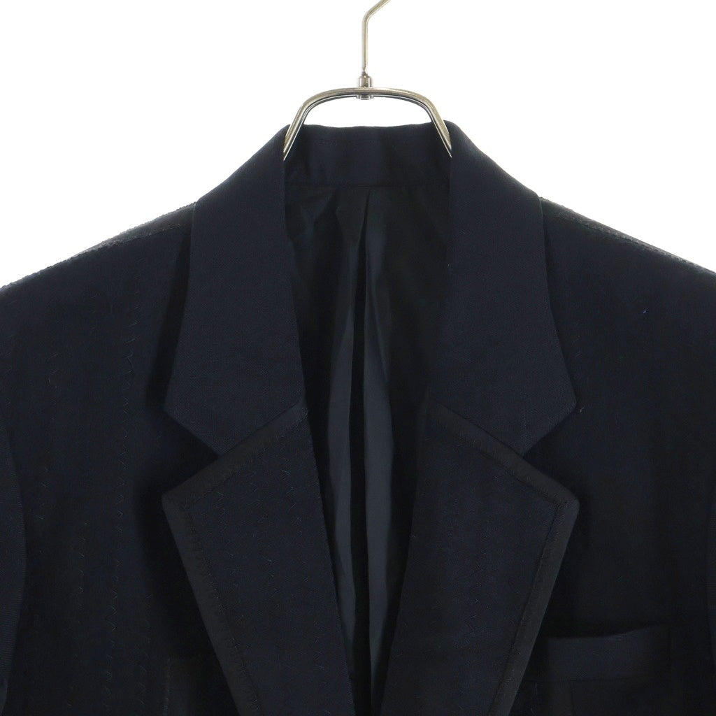 UNDERCOVER(アンダーカバー) 25AW コーデュラW Ny毛芯表出ジャケット ツギハギデザインテーラードジャケット ブラック UC2E4104