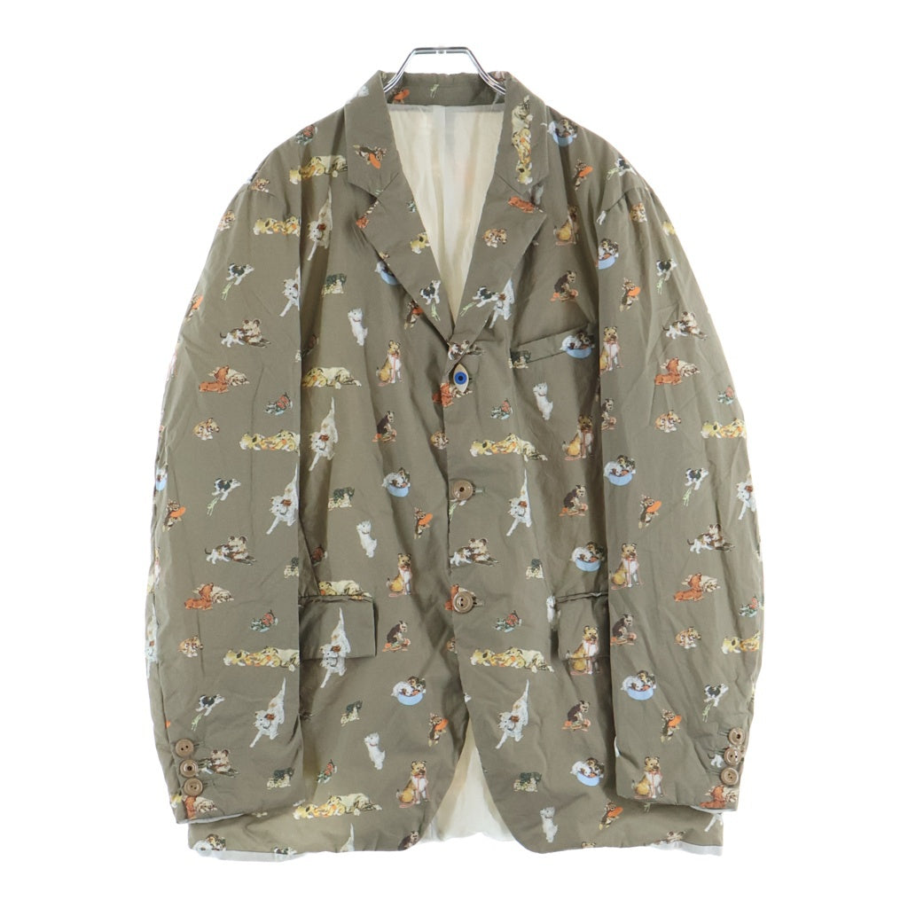 UNDERCOVER(アンダーカバー) 25AW DOG総柄Coタイプクロス薄中綿ジャケット テーラードダウンジャケット ベージュ