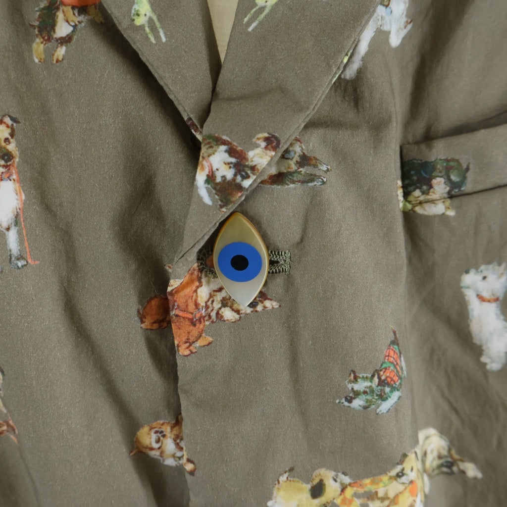UNDERCOVER(アンダーカバー) 25AW DOG総柄Coタイプクロス薄中綿ジャケット テーラードダウンジャケット ベージュ