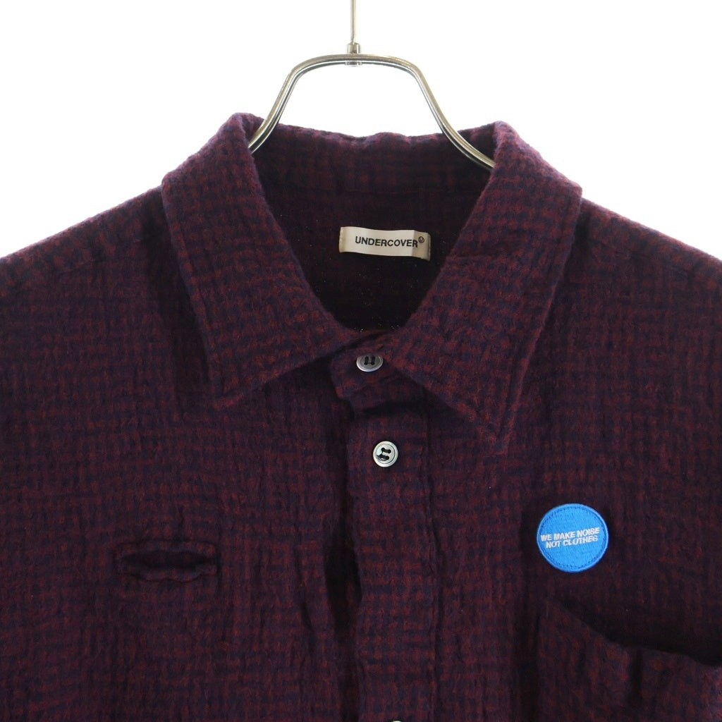 UNDERCOVER(アンダーカバー) 25AW チェック柄ウール長袖シャツ ボルドー UP2E4408