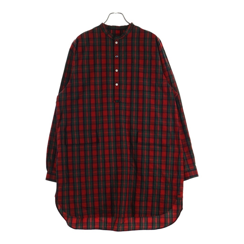 UNDERCOVER(アンダーカバー) 25AW タータンチェックシャツ ノーカラーシャツ レッド/グリーン