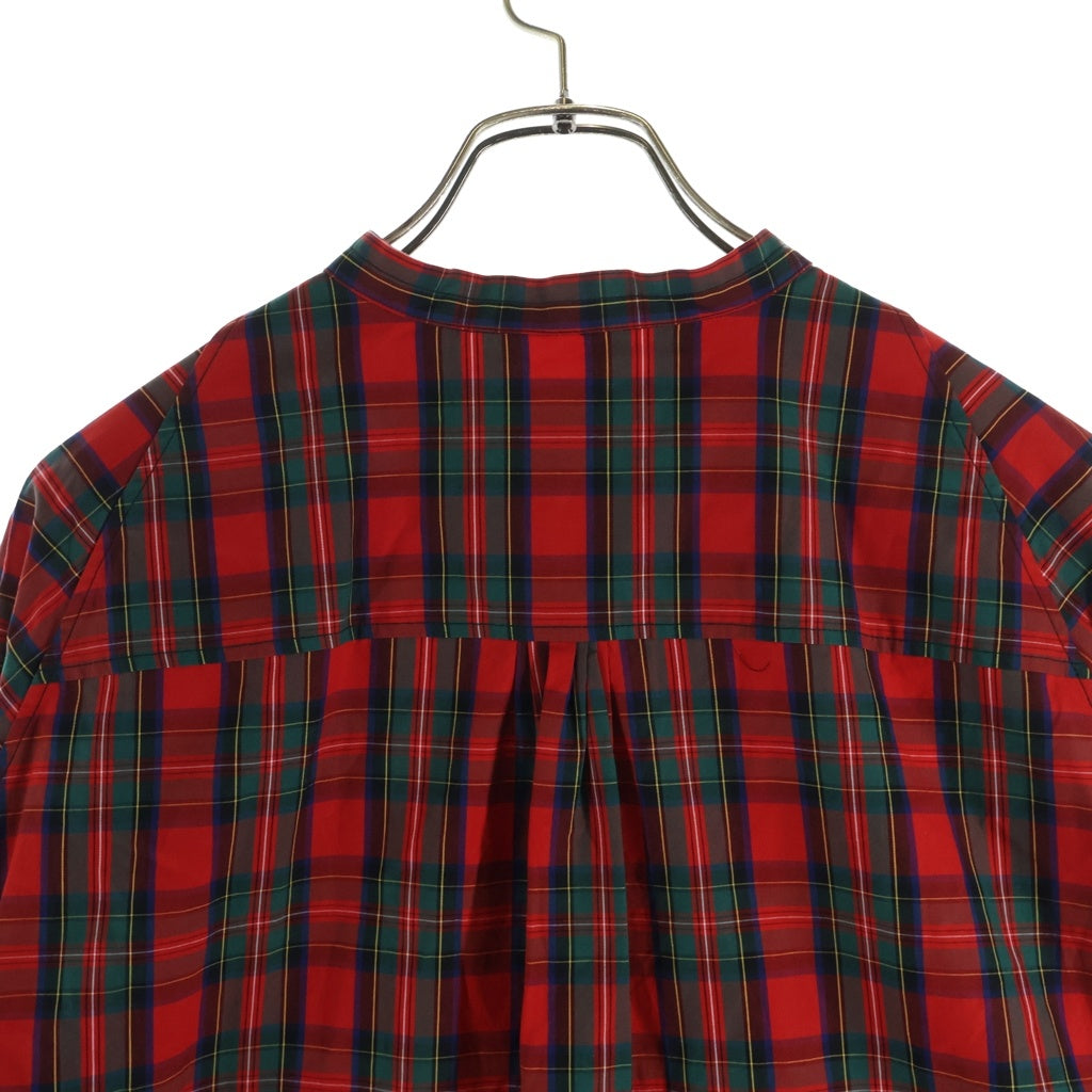 UNDERCOVER(アンダーカバー) 25AW タータンチェックシャツ ノーカラーシャツ レッド/グリーン