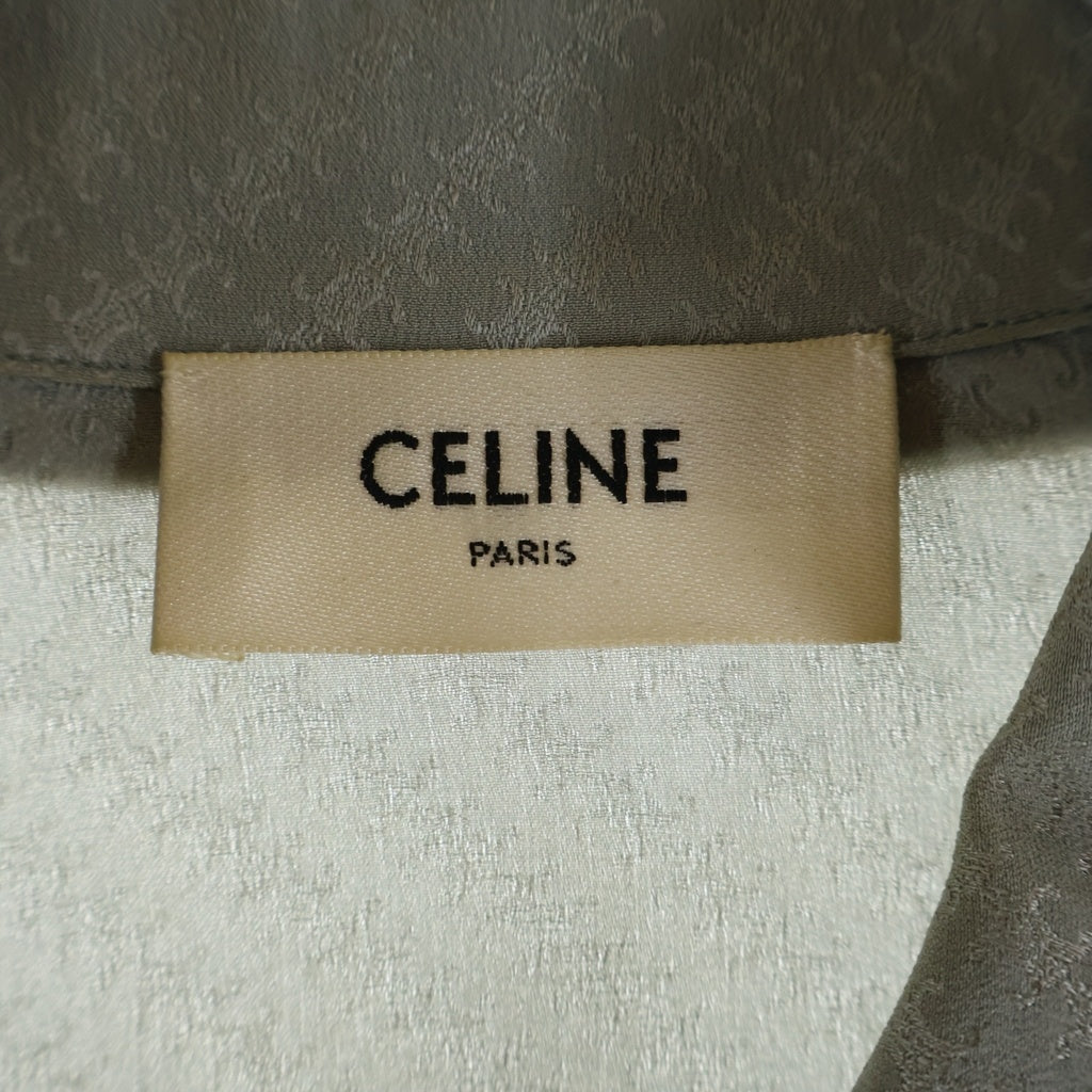 CELINE(セリーヌ) トリオンフ総柄 シルク長袖シャツ グレー 2B628130R