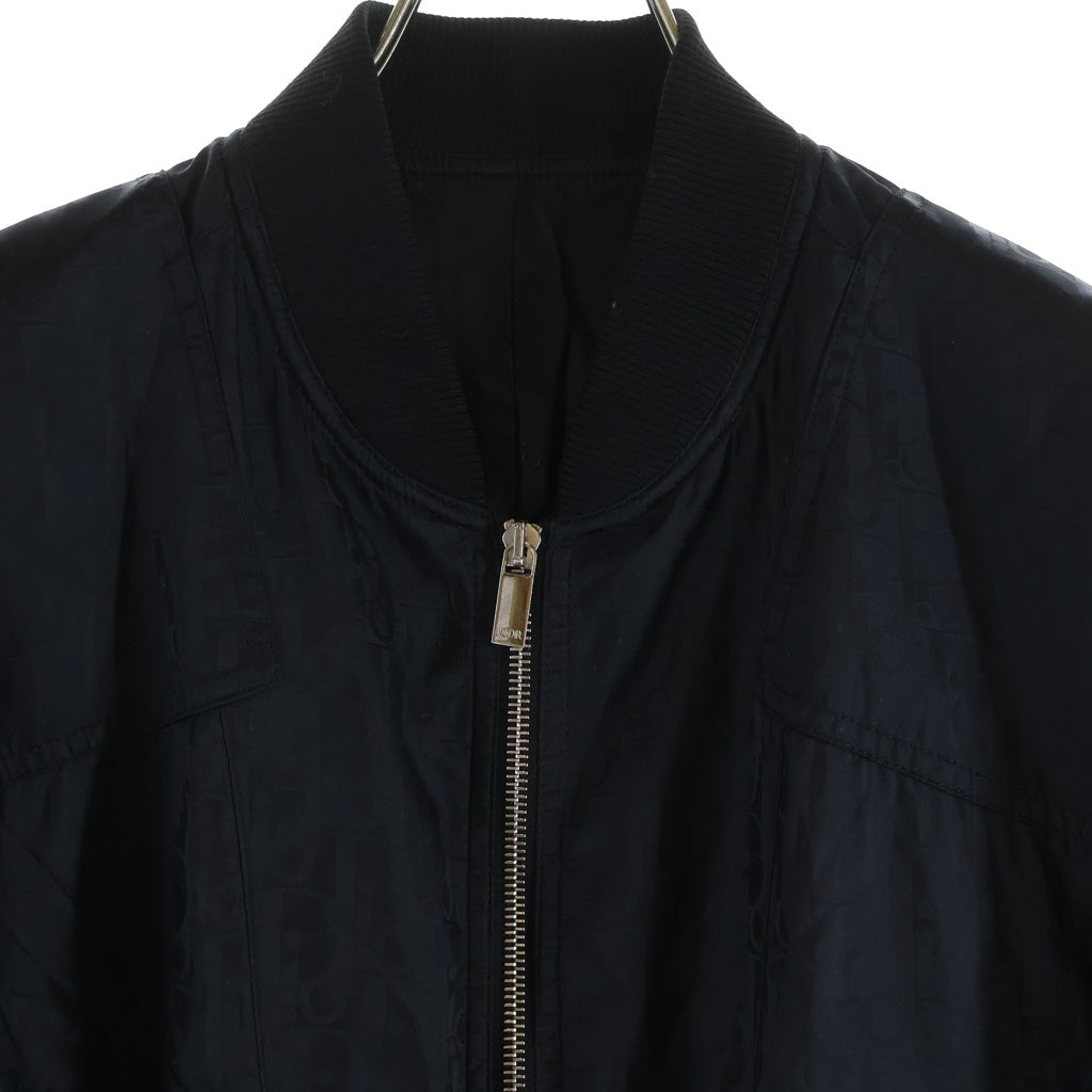 DIOR(ディオール) 19AW オブリーク総柄 ナイロン ジップアップジャケット MA1ブルゾン ブラック 933C410C4462
