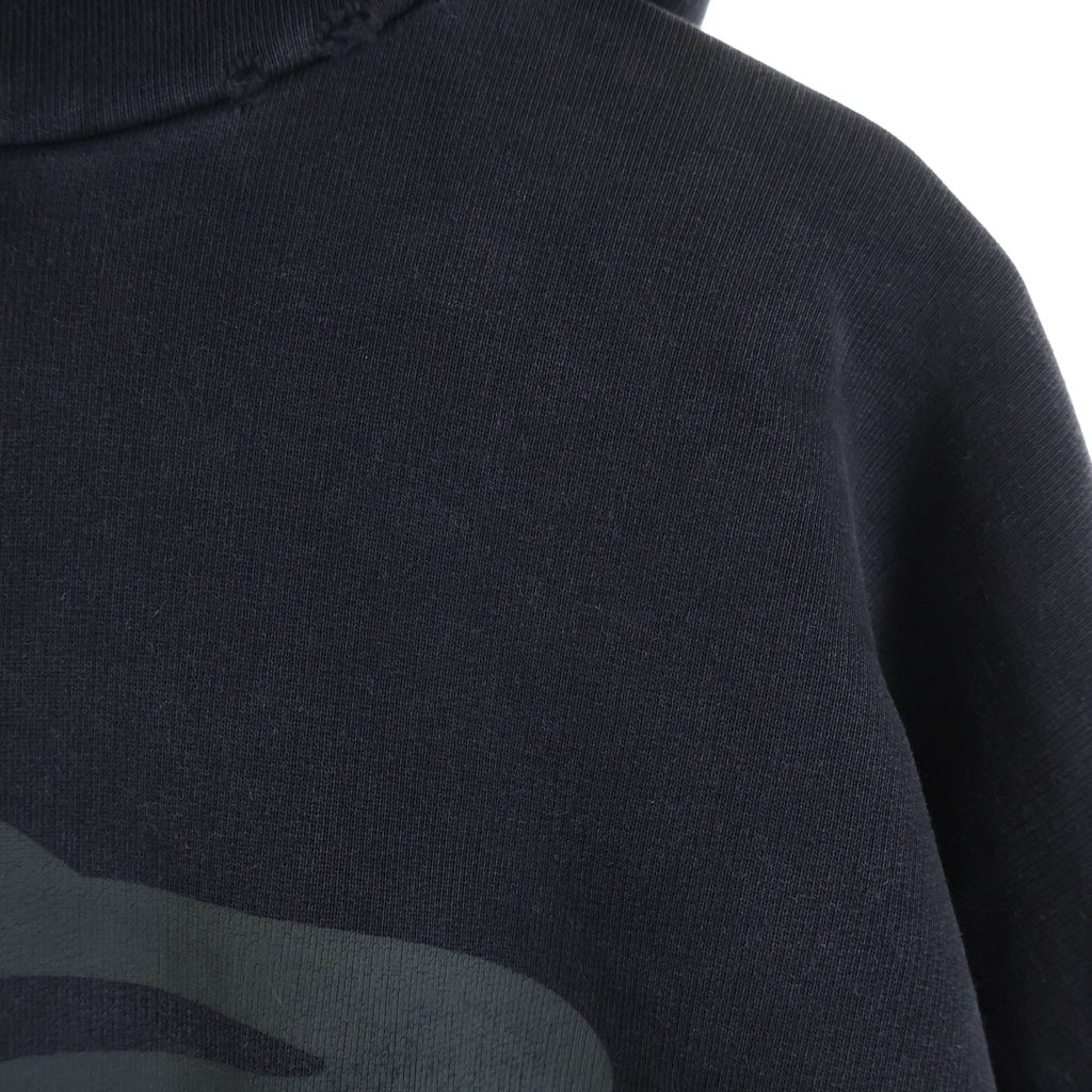 BALENCIAGA(バレンシアガ) 25SS ダメージ加工ロゴ プルオーバーパーカー ブラック 803265 TRVS9