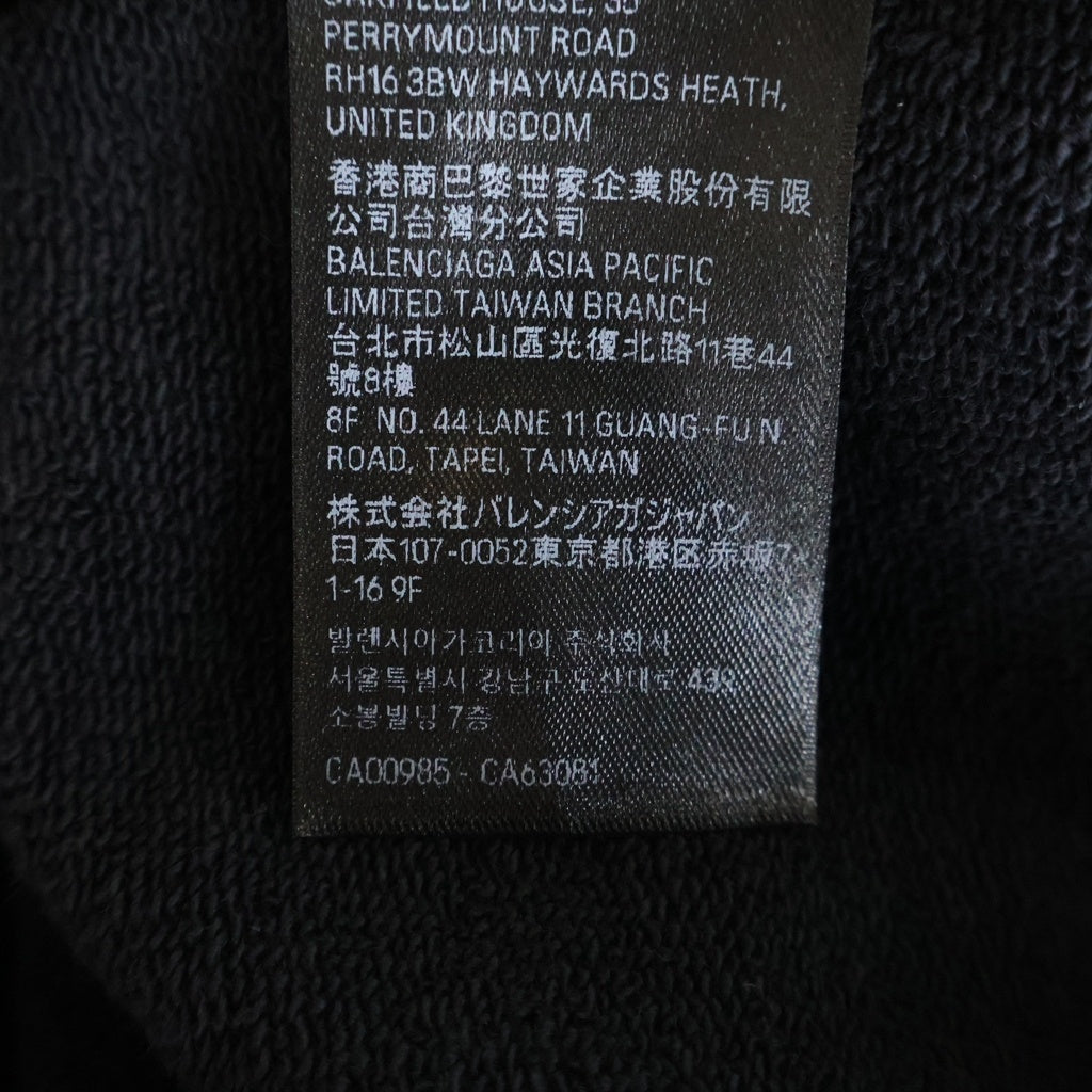 BALENCIAGA(バレンシアガ) 25SS ダメージ加工ロゴ プルオーバーパーカー ブラック 803265 TRVS9